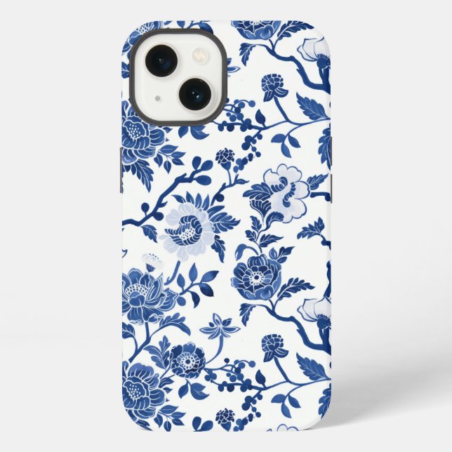 Coque iPhone Nuances de bleu de la chinoiserie (Verso)