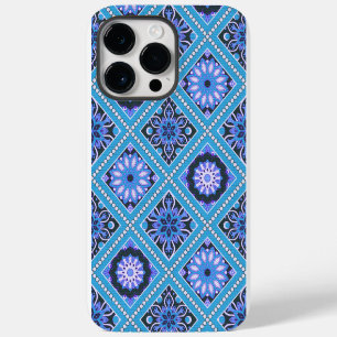 COQUE POUR POUR iPhone 14 PRO MAX NUANCES DE BLEU ET VIOLET MOTIFS MANDALA