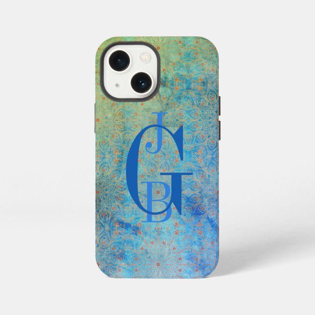 Coque iPhone Nuances de bleu vert ombré (Verso)