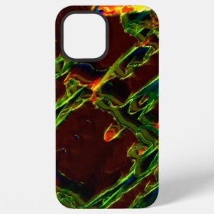 Coque iPhone 12 Pro Max Nuances de vert drainées dans la flamme de feu