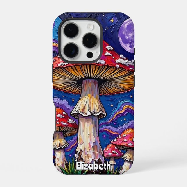 Coque iPhone  "Nuit Champignon Psychédélique (Verso)
