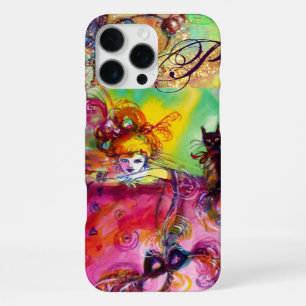 COQUE iPhone 16 PRO MAX NUIT DE MASCARADE / DAME AU MONOGRAMME DE CHAT NOI
