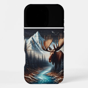 Coque iPhone 16 Pro Max Nuit d'orignal et de montagne
