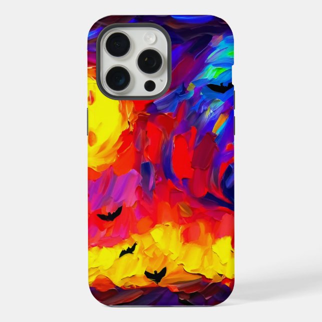 Coque iPhone Nuit moderne abstraite d'Halloween (Verso)