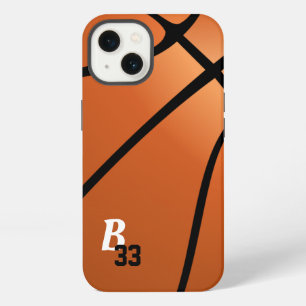 Etui iPhone 13 Numéro de joueur Monogramme Sports Balle de Basket
