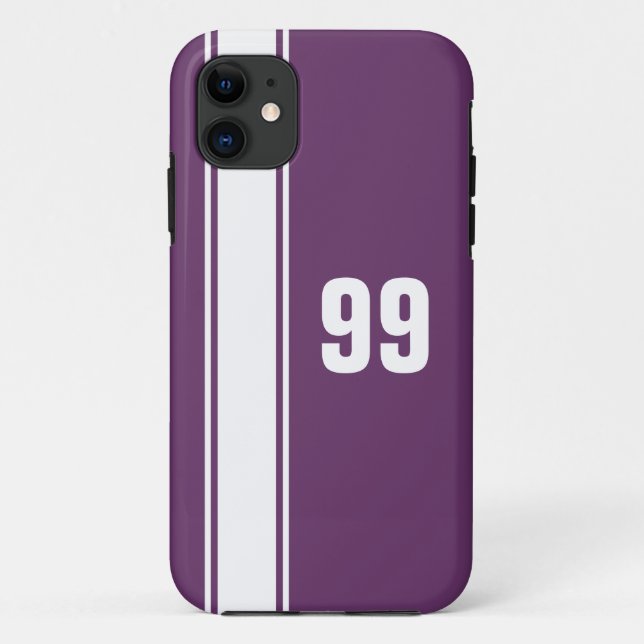Coque iphone numéroté de jersey à bande violet et  (Dos)
