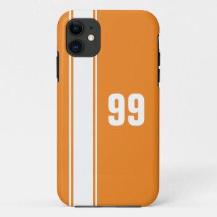 Coque iphone numéroté Orange & White Strisey