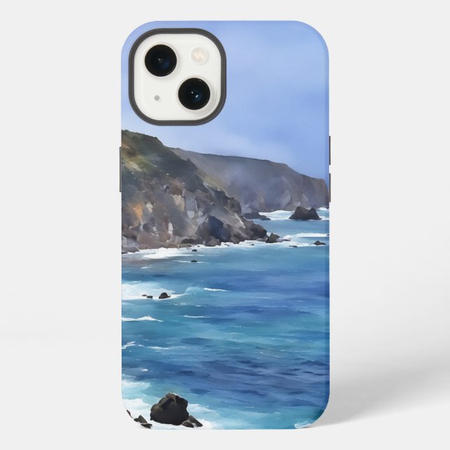 Coque iPhone Ocean Mountains Beach Art Téléphone Case (Verso)