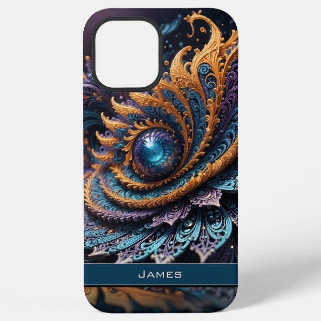 Coque iPhone Œil de dragon Moderne Abstrait Géométrique Fractal (Verso)