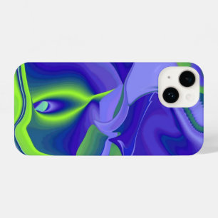 Coque Pour iPhone 14 Oeil mal, 3D Abstrait en vert bleu violet