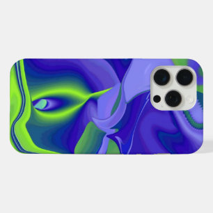 Coque iPhone 15 Pro Max Oeil mal, 3D Abstrait en vert bleu violet