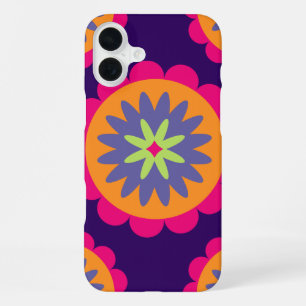 Coque iPhone 16 Plus Œuvre d'art à motif botanique rétro groovy