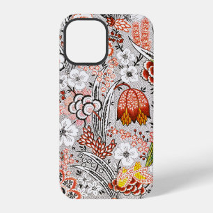Coque iPhone 12 Pro Œuvre d'art florale abstraite vintage bohème éléga