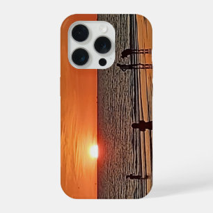 Coque iPhone 15 Pro Œuvre d'art murale de plage au coucher du soleil D