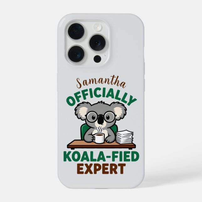 Coque iPhone Officially Koala-fied Expert Funny Coffee Pun (Verso)