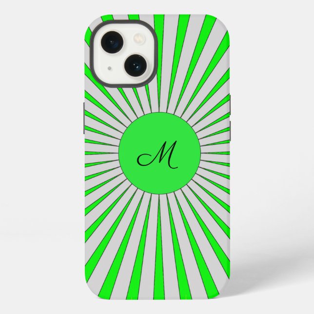 Coque iPhone Oh Happy Day Monogramme Vert Éclaté (Verso)