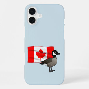 Coque iPhone 16 Plus Oie canadienne et drapeau
