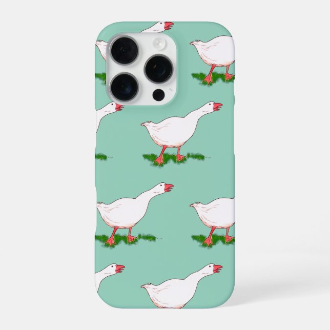 Coque iPhone oie de la ferme blanche (Verso)