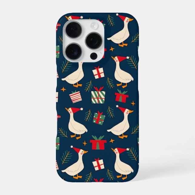 Coque iPhone Oie festive Noël – Cadeau farceur de fêtes  (Verso)