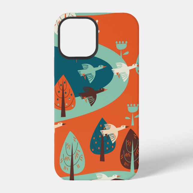 Coque iPhone oies et forêt (Verso)