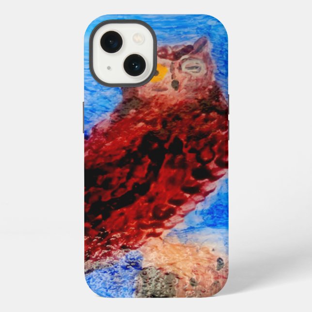 Coque iPhone Oiseau Art Drôle Chouette (Verso)