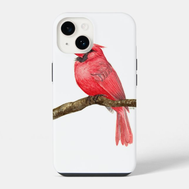 Coque iPhone Oiseau cardinal aquarelle (Verso)