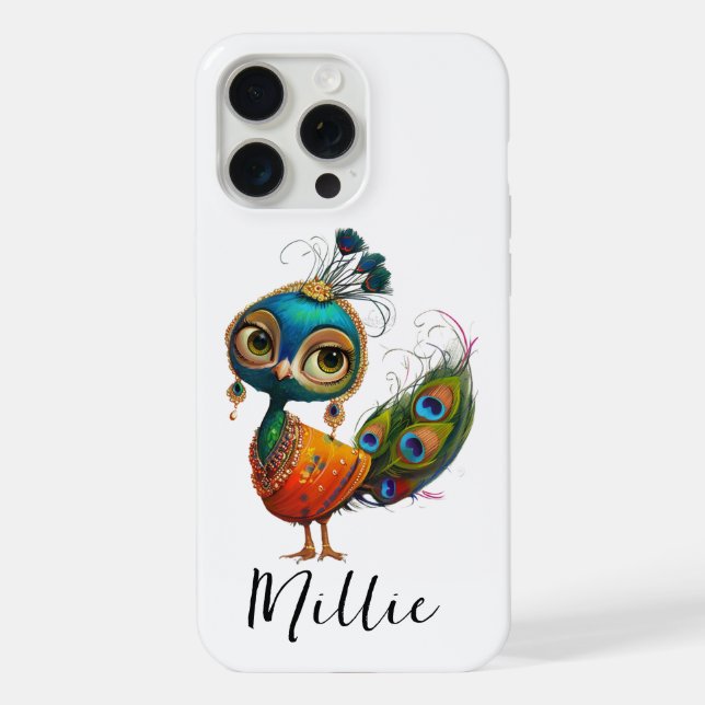 Coque iPhone Oiseau de paon Whimsical (Verso)