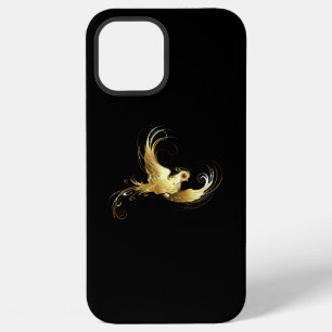 Coque iPhone 12 Pro Max Oiseau d'or sur Arrière - plan noir