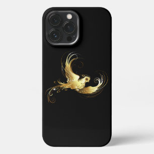 Etui iPhone 13 Pro Max Oiseau d'or sur Arrière - plan noir