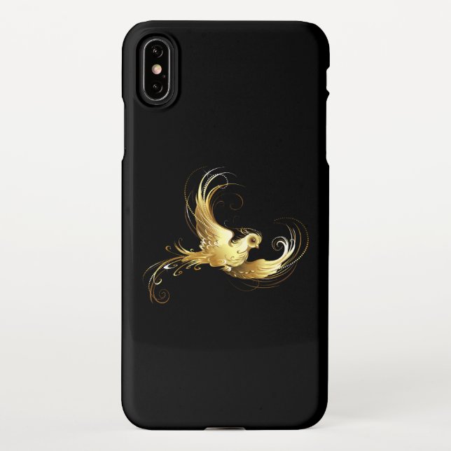 Coque iPhone Oiseau d'or sur Arrière - plan noir (Dos)