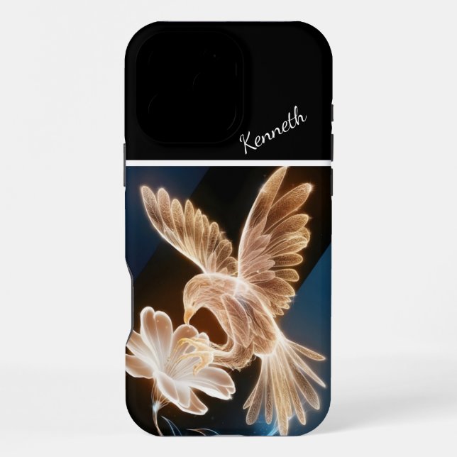 Coque iPhone Oiseau Doré & Fleur (Verso)