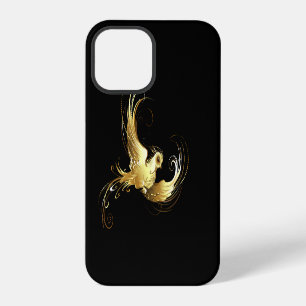 Coque iPhone 12 Pro Oiseau doré sur fond noir