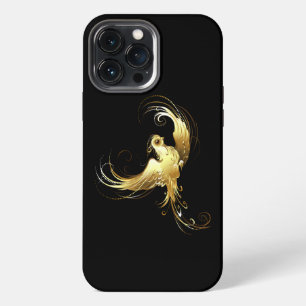 Etui iPhone 13 Pro Max Oiseau doré sur fond noir