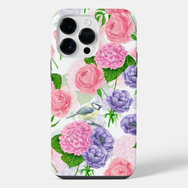 Coque iPhone Oiseau et fleurs (Verso)