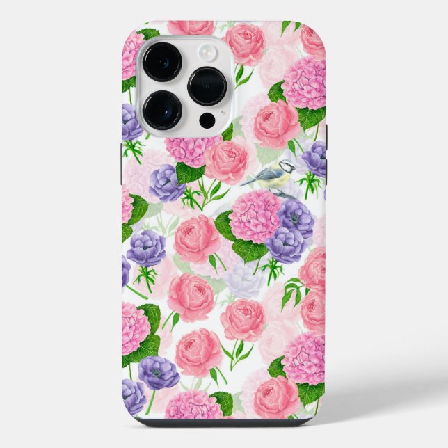 Coque iPhone Oiseau et fleurs (Verso)