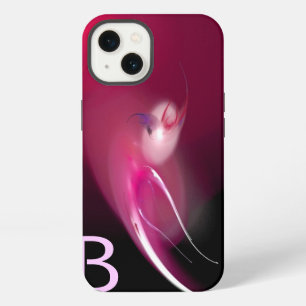 ETUI iPhone 13 OISEAU LÉGER / FUCHSIA ROSE NOIR ABSTRAIT MONOGRAM