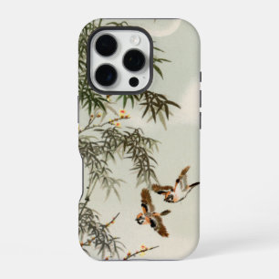 Coque iPhone 16 Pro Oiseaux Antiques Asie Jardin Bambous Moineaux
