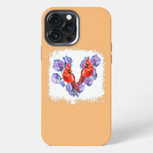 Etui iPhone 13 Pro Max Oiseaux cardinaux et orchidée aquarelle