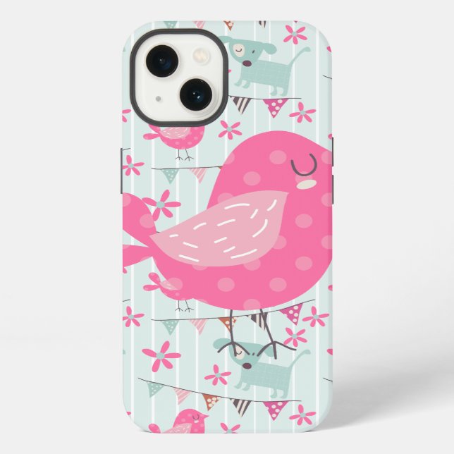 Coque iPhone Oiseaux, Chiens, Bannières, Fleurs (Verso)