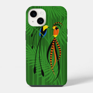 Coque Pour iPhone 14 Oiseaux colorés lumineux du paradis foncé