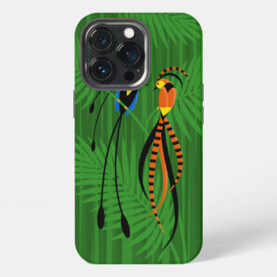 Etui iPhone 13 Pro Oiseaux colorés lumineux du paradis foncé