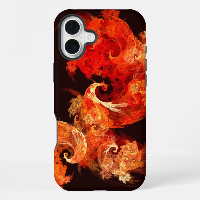 Coque iPhone Oiseaux de feu dansants Art Moderne Fractale Abstr (Verso)