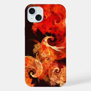Coque iPhone 15 Plus Oiseaux de feu dansants Art Moderne Fractale Abstr