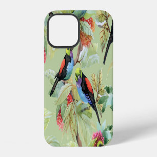 Coque iPhone 12 Oiseaux de fleurs d'été : Motif tropical