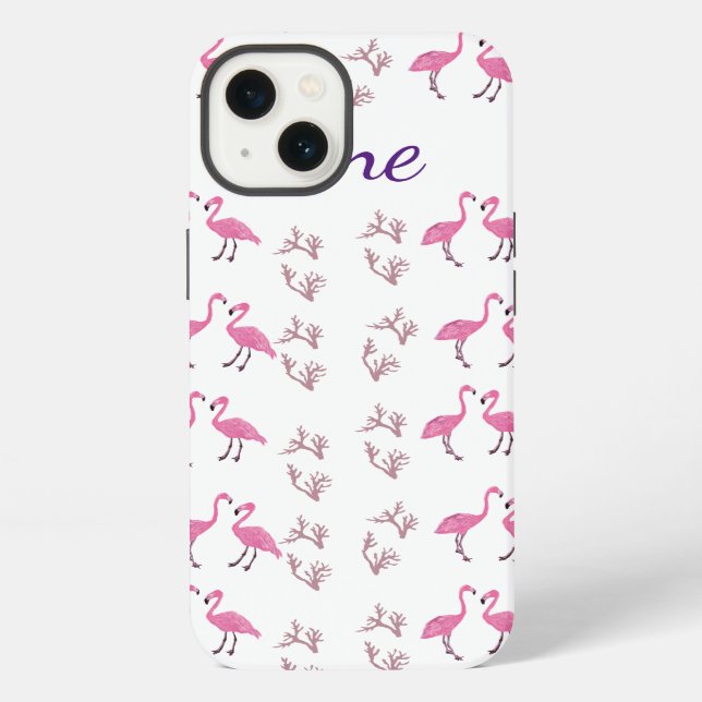 Coque iPhone Oiseaux Flamants roses (Verso)