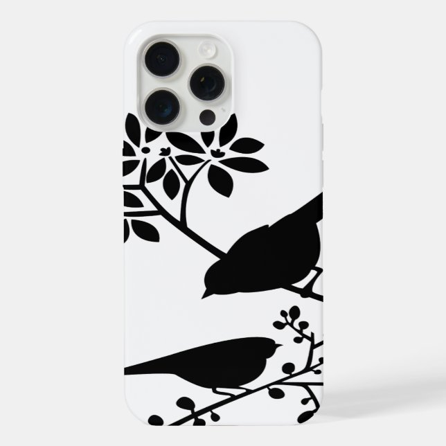 Coque iPhone Oiseaux noirs et blancs (Verso)