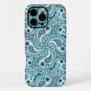 Coque iPhone 16 Pro Max Oiseaux Paisley en bleu bébé