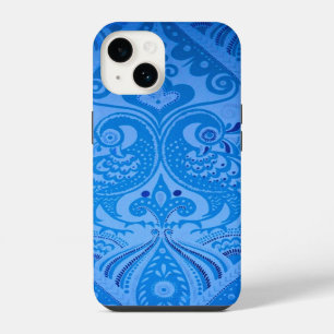 Coque Pour iPhone 14 Oiseaux Paon Oriental Bleu