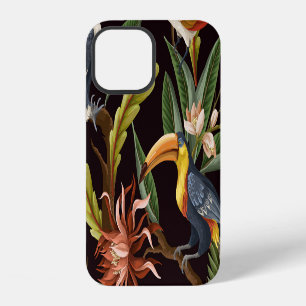 Coque iPhone 12 Oiseaux tropicaux : Feuilles Vintages & Fleurs