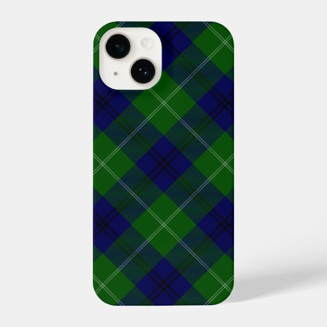 Coque iPhone Oliphant tartan bleu vert carreaux (Verso)